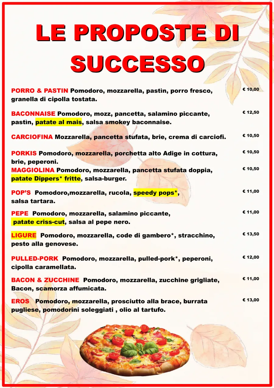 Listino online : Nuovo listino Pizzaidea Ceggia